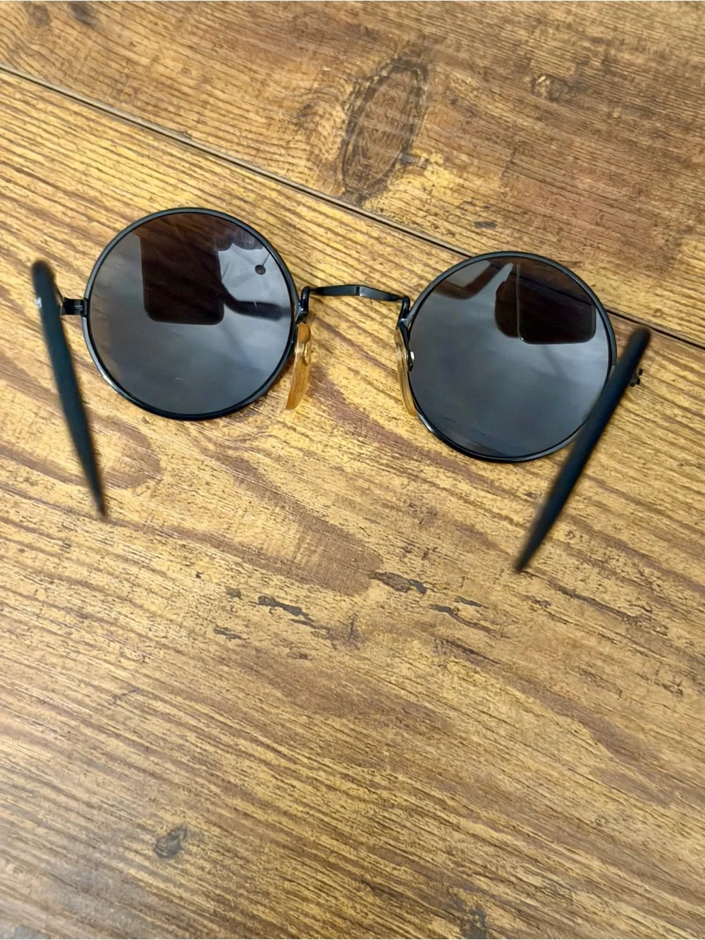 Vintage John Lennon Teashade Sunglasses Smoke Lenses Black Metal 1990s
